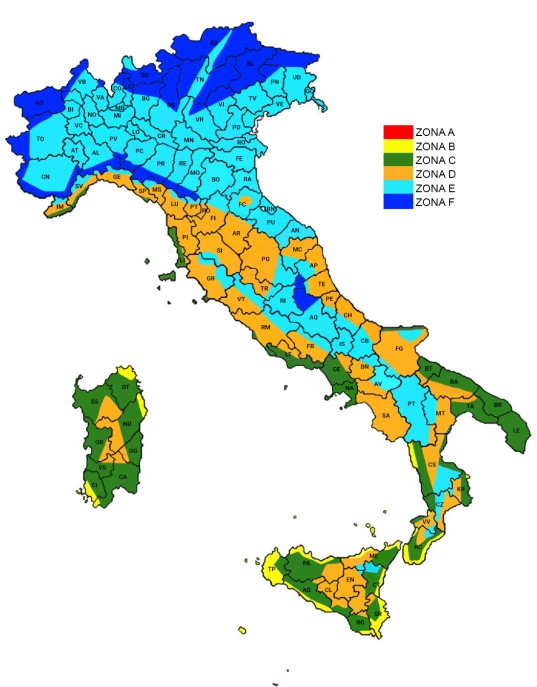 6 Zone Climatiche Italia